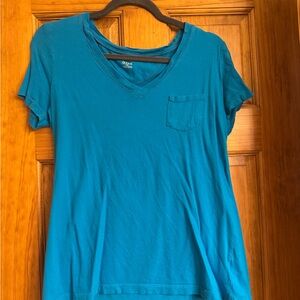 a.n.a Teal V-Neck Short Sleeve Pocket Tee